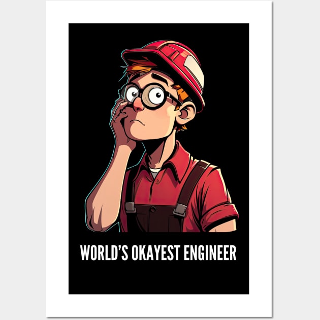 World's Okayest Construction Engineer v2 Wall Art by AI-datamancer